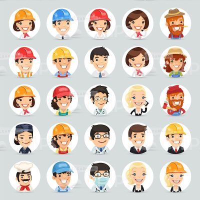 People Of Various Professions Vector Icon Set-0