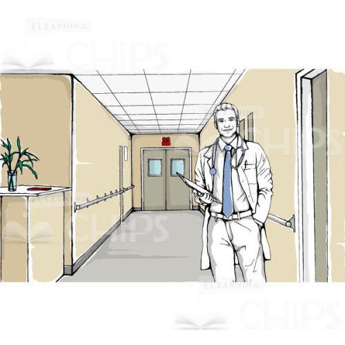 Clinic Interior With Character Vector Background-0