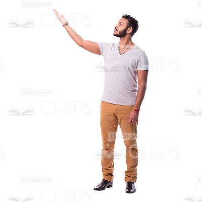 Latino Man Character Pointing Upwards Cutout-0