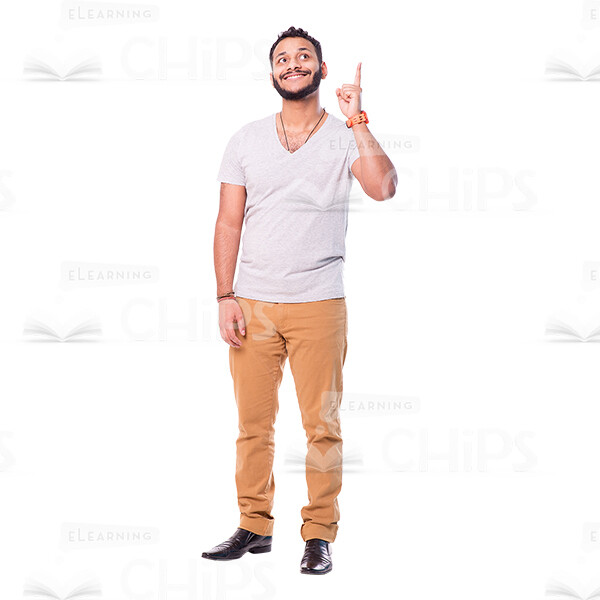 Happy Latino Man Points Up Cutout Photo-0
