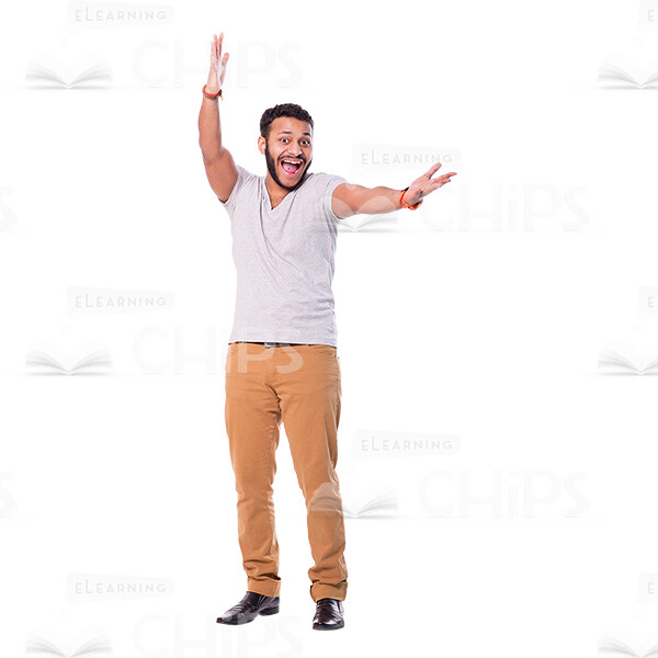 Cheerful Latino Man Reacts Emotionally Cutout Photo-0