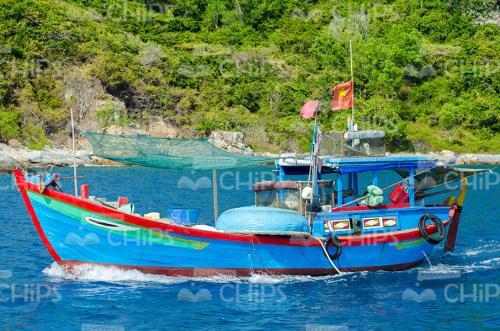 Stock Photo Of Blue Boat Floating-0