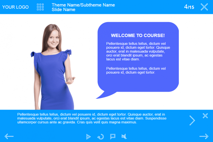 Cutout Young Lady With Callout — Lectora eLearning Template