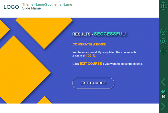 Successful Course Results — eLearning Lectora Course Template