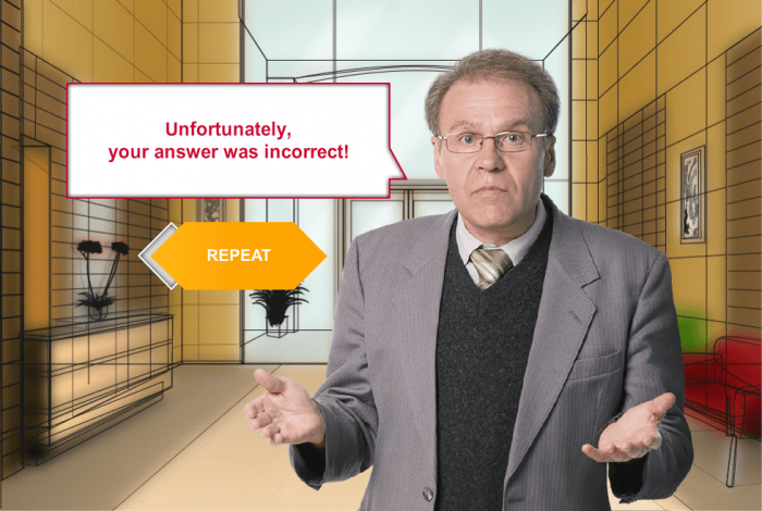 Mid Aged Man Incorrect Answer — Storyline Template for eLearning