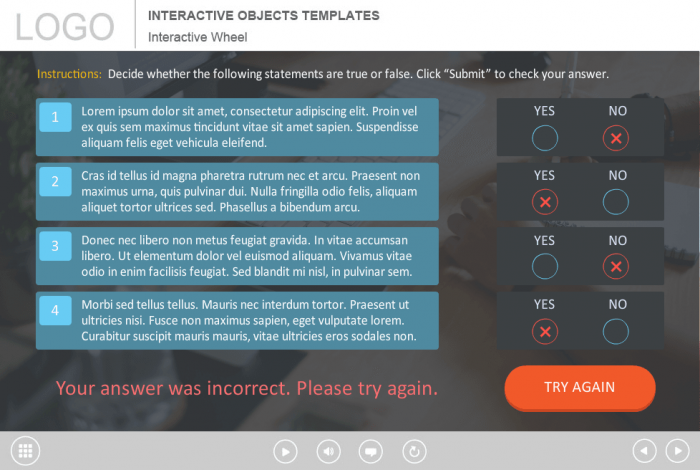 Incorrect Test — Articulate Storyline Template for eLearning Courses