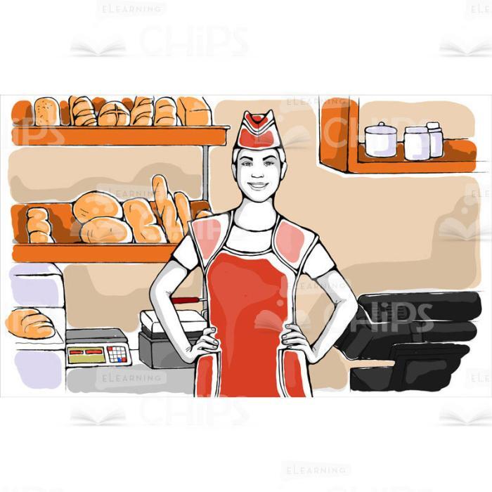 Bakery Shop Vector Background With Hand-Drawn Character-0