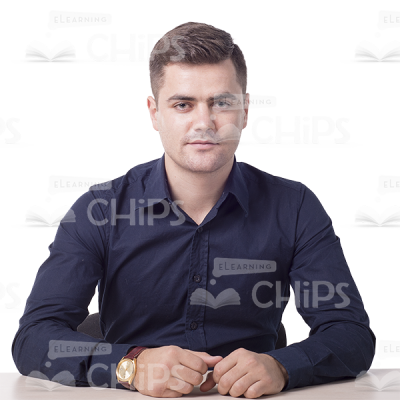 Nice Young Man Sitting At Desk Cutout Photo-0