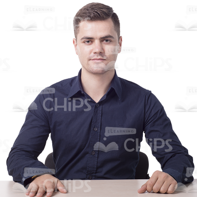 Friendly Cutout Man Sitting At A Desk-0