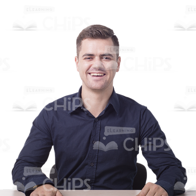 Sitting At Desk And Laughing Cutout Young Man-0
