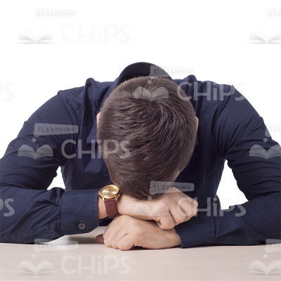 Young Man Resting Head On Desk Cutout-0