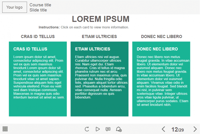 Slide With Text Cards — Lectora eLearning Template