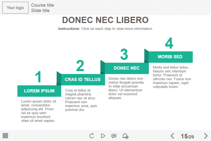 Slide With Clickable Steps — eLearning Lectora Course Player