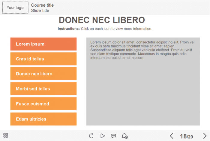 Slide With Horizontal Tabs — eLearning Lectora Course Player