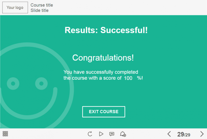Successful Course Results — Lectora eLearning Course Player
