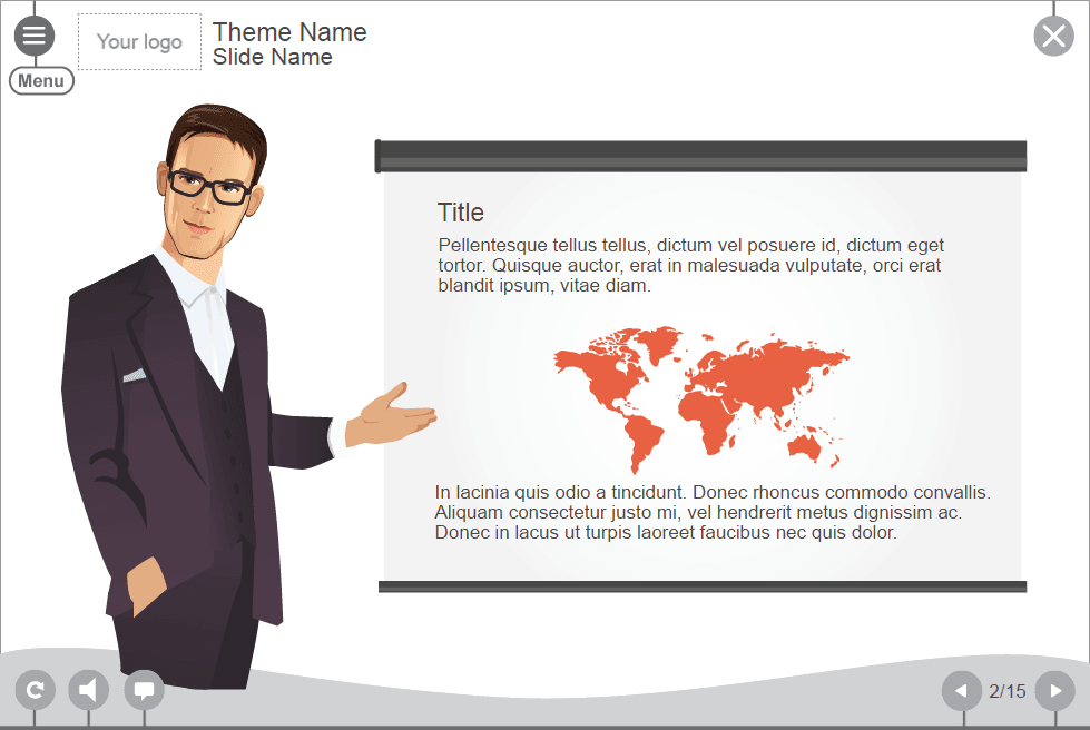 Man Character With Flipchart — Lectora eLearning Template Man Character With Flipchart — Lectora eLearning Template