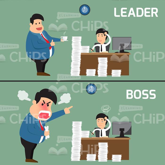 Difference Between Leader And Boss Vector Character Set-0