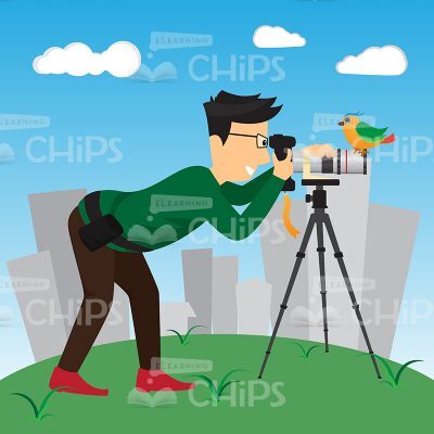 Photographer Takes Picture Vector Character-0