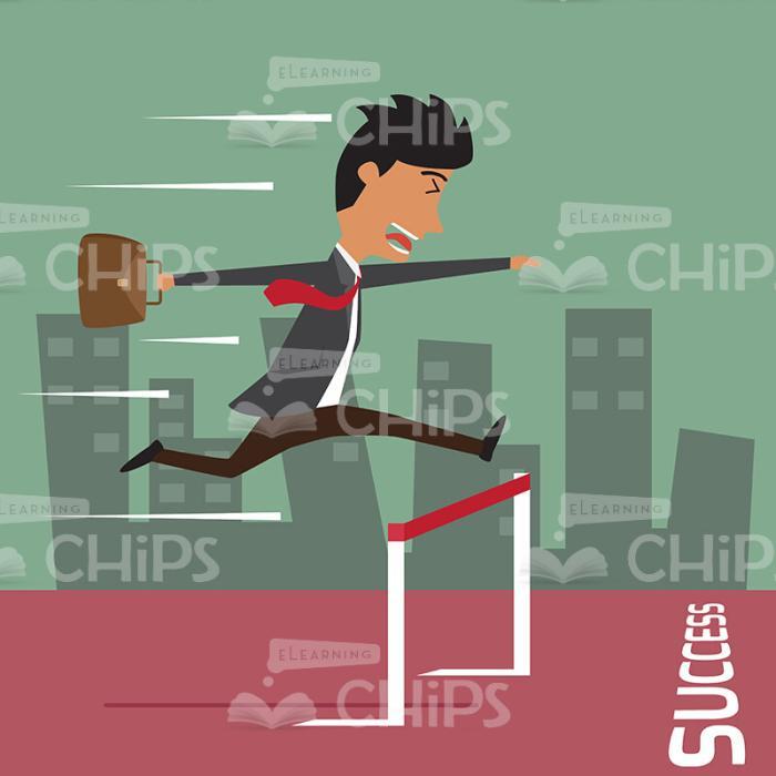 Business Man Hurries To Success Vector Character-0