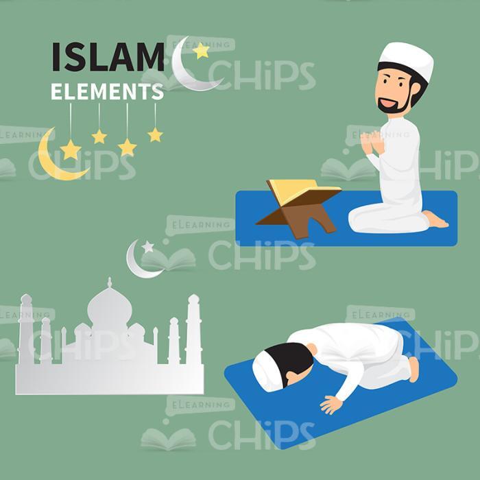 Islamic Man Prays Vector Character-0