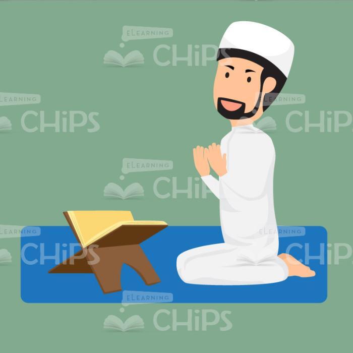 Islamic Man Prays Vector Character-21129