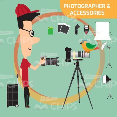Photographer With His Accessories Vector Character-0
