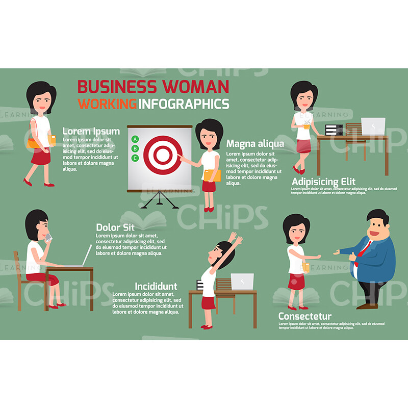 Businesswoman At Work Vector Character Set-0 Businesswoman At Work Vector Character Set-0