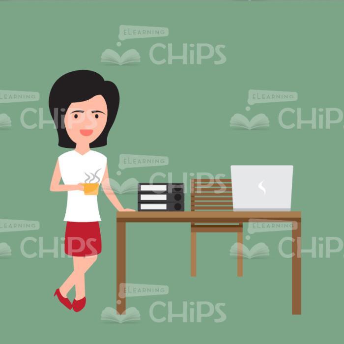 Businesswoman At Work Vector Character Set-21187