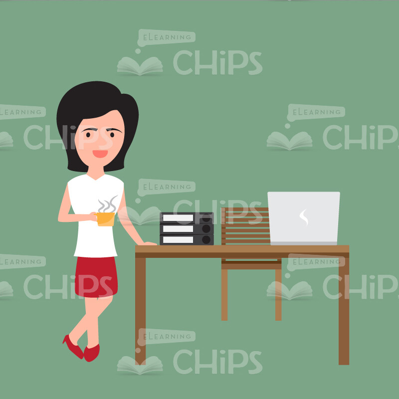 Businesswoman At Work Vector Character Set-21187 Businesswoman At Work Vector Character Set-21187