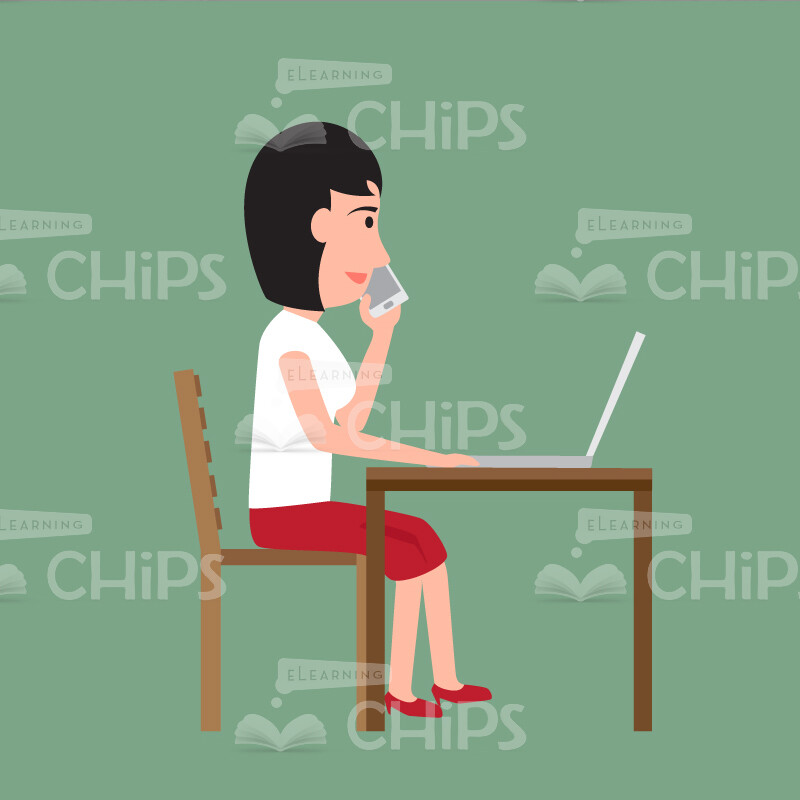 Businesswoman At Work Vector Character Set-21188 Businesswoman At Work Vector Character Set-21188