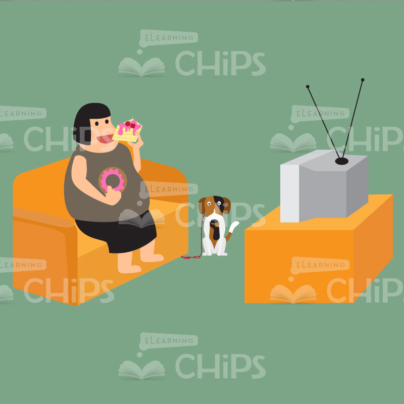 Woman With Obesity Problems Vector Character Set -21423 Woman With Obesity Problems Vector Character Set -21423