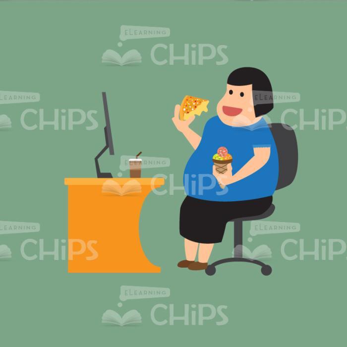 Woman With Obesity Problems Vector Character Set -21424