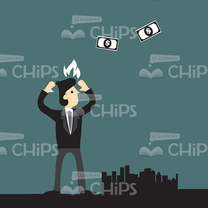 Angry Businessman With Banknotes Vector Character-0