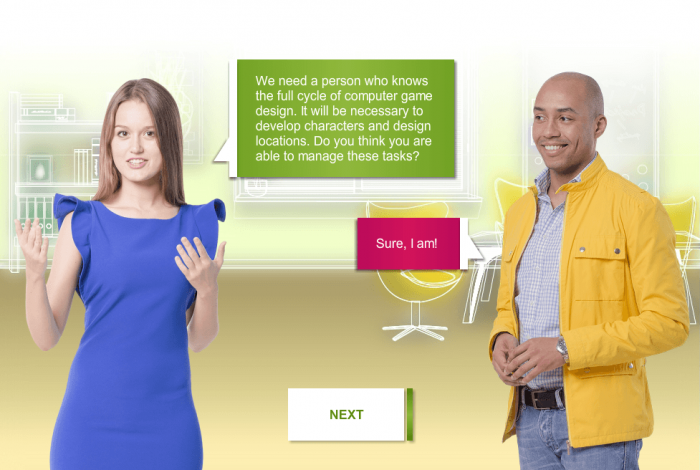 Man and Woman Communicate — Storyline Template for eLearning