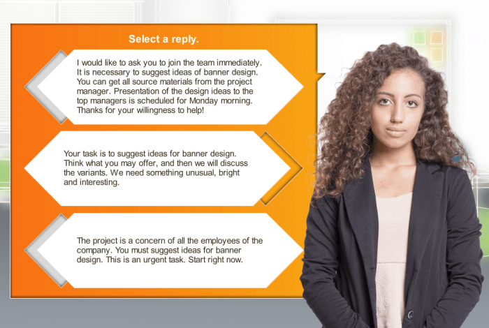 Young Manager Answer Option — Storyline Template for eLearning