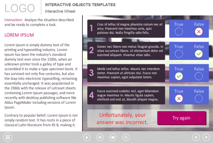 Text and Quiz Slide — eLearning Storyline Templates