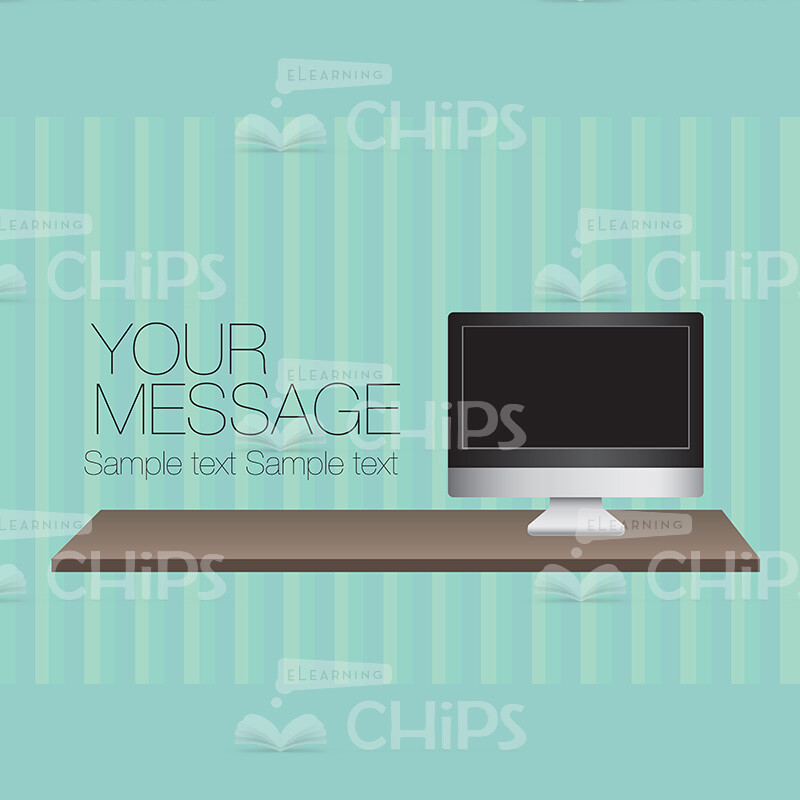 Workstation On Stripped Pattern Background Vector Image-0
