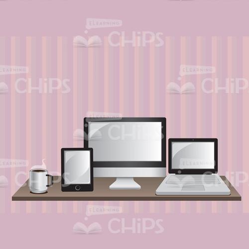 Workplace With Electronic Devices Vector image -0