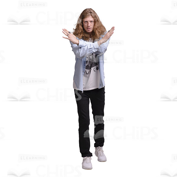 Cutout Photo Of Long Haired Man Crosses Arms -0