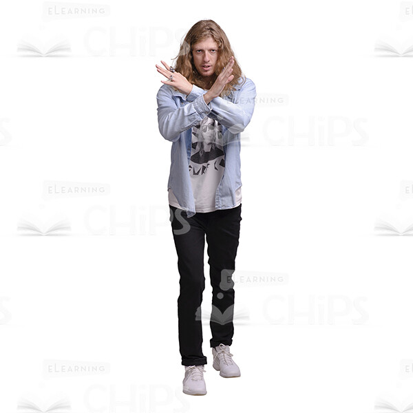 Serious Male Character Stop Gesture Cutout Photo-0