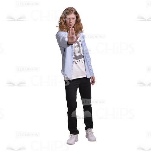 Cutout Long Haired Man Making Stop Gesture-0
