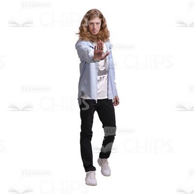 Serious Young Man Making Stop Gesture Cutout Photo-0