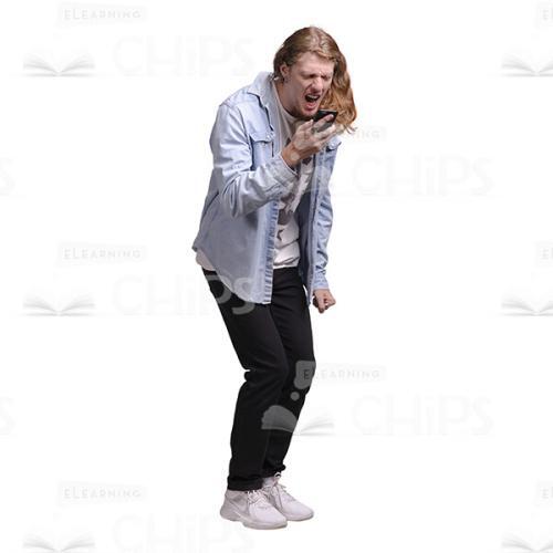 Cutout Picture Of Young Man With Smartphone Screams-0