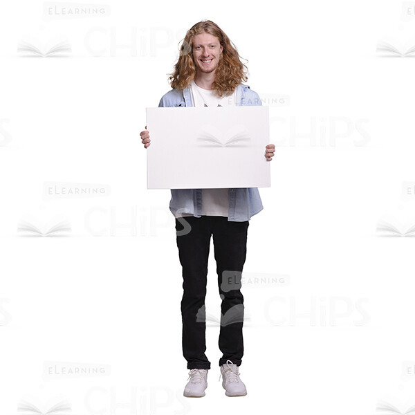 Cutout Smiling Man Holding Horizontal Poster-0