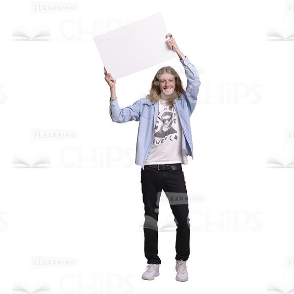Happy Young Man Holding Poster Cutout Image-0