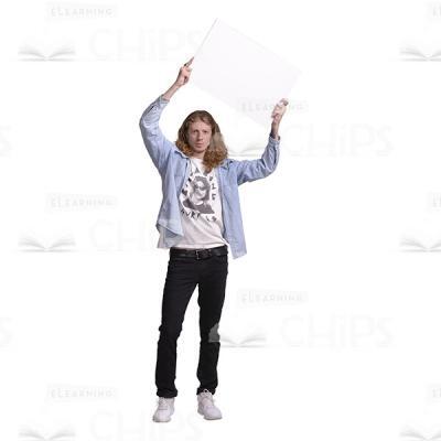 Focused Man Holding White Placard Cutout Photo-0