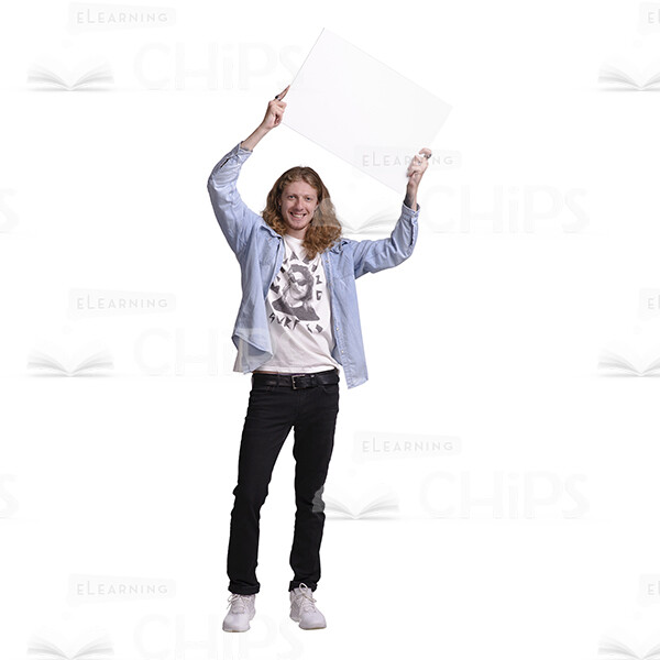 Glad Young Man Presenting Poster Cutout Photo-0
