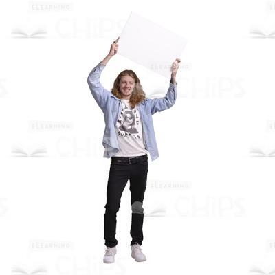 Smiling Man With White Board Cutout Photo-0