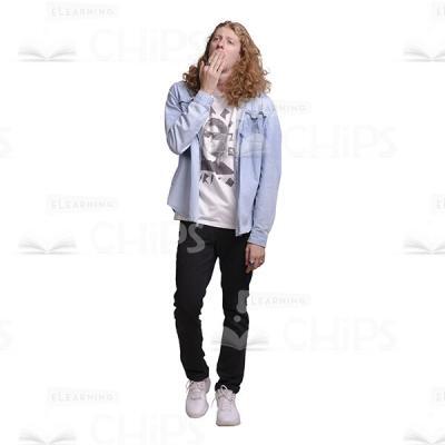 Long Haired Man Yawning Cutout Photo-0