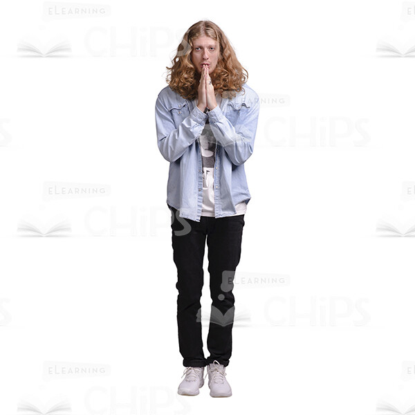 Focused Young Man Praying Cutout Photo-0